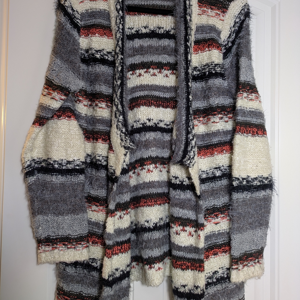 Country Door Sz:M Multicolored Cardigan Open Front Comfy Cozy Boho Sweater